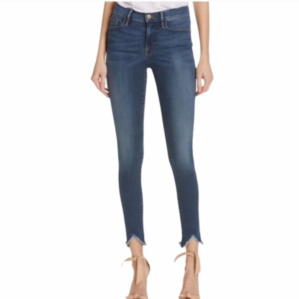 Frame Denim Jeans Le High Skinny Triangle Raw Hems Size 28​​​​​​​​​​​​​​